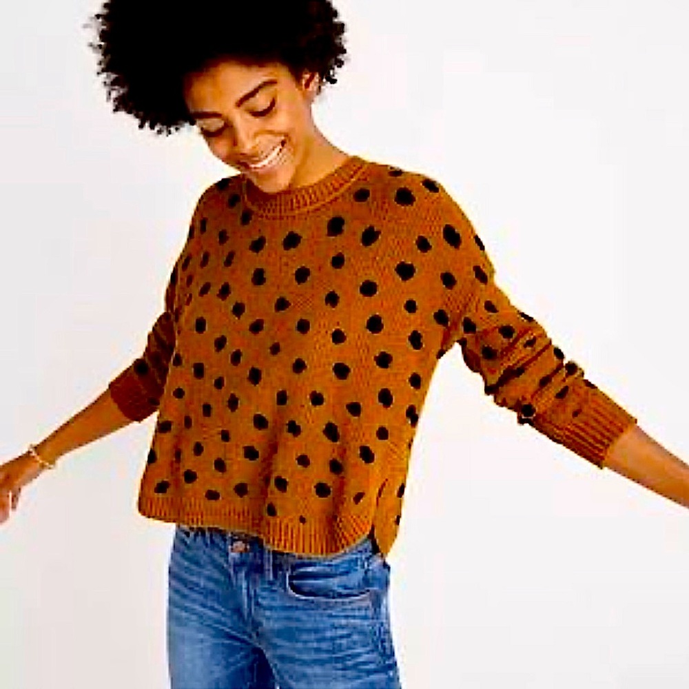 Polka Dots Pullover Crewneck Sweater